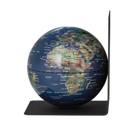TROIKA Bookglobe Single Metal Bookend Diameter 13 cm Magnetic Balanced Globe Teal Green Topographic Map Weight 0.6 kg in Pretty Box Ideal as a Gift