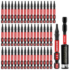 Geinxurn 51 Pieces T7 Impact Tough Magnetic Screwdriver Bit Set, 2 In. #7 Torx Head Power Bit Set, S2 Alloy Steel T7 Star Bit with 1Pc Impact Bit Holder
