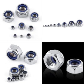 FTVOGUE Hex Flange Nut M2-M12 Stainless Steel Flange Stop Lock Nuts Ss304 Hexagon Locknut Stiff Pipe Fitting Fastener with Nylon Insert (M2 100pcs)