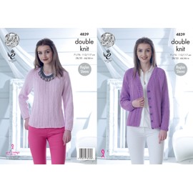 King Cole Ladies Sweater & Cardigan Cottonsoft Knitting Pattern 4839 DK,Multicolor,28" - 46” bust