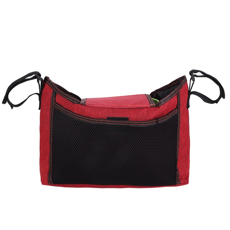 Large Capacity Hanging Stroller Organizer Bag Baby Carriage Storage Package(Red)