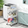 Sywhitta 3-Tier Plastic Rolling Utility Cart with Handle, Multi-Functional Storage