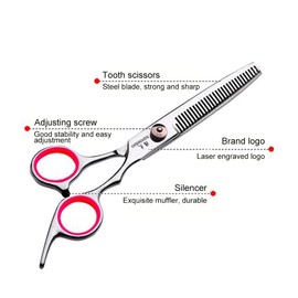 Pet Scissors, 6 Inch Dog Scissors, Stainless Steel Dog Hair Scissors, Thinning Scissors/Curved Scissors/Straight Scissors, Dog Grooming Scissors, Grooming Scissors for Dogs, Cats, Pet Hair