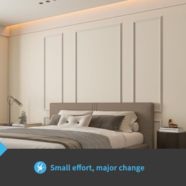 Art3d Pre-Cut Wall Molding Set of 6 pcs, Ready-to-Assemble Wainscoting Panels for Interior Wall Décor Living Room Bedroom Accent Wall - Installed with Glue, 3 Top 3 Bottom