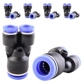 ANGEEK 10 pieces 10-6 mm 3-way Y-connector with variable diameter, pneumatic plug-in connection, 3-way plastic quick release, push to connect fittings, air line adapter