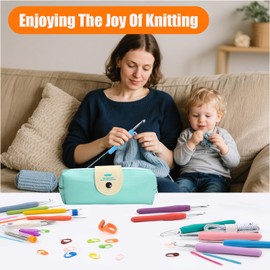 54 Pack Crochet Hooks Set with Measuring Tape & Stitch Marking, 14 Pieces Colorful Knitting Needles Kit, Ergonomic Soft Grip Handle Sewing Tools Accessories for Beginners, Adults, Experienced Crafters