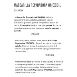 Crioxidil Mascarilla Reparacin Con Keratina Hidrolizada 1kg                                                                                           