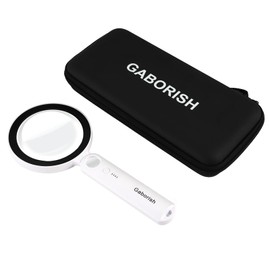 Magnifier with 36 LED Light and Case, 10X 30X Handheld Real Glass Magnifier with 5 Light Modes Dimmable Rechargeable Lighted Magnifying Glass for Seniors Reading, Inspection (Black & White)