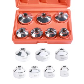 SCUARI 7 PCS Oil Filter Removal Tool,Car Accessories Oil Filter Wrench Set,3/8-Inch Drive,Oil Filter Socket Set Includes 24mm,27mm,29mm,30mm,32mm,36mm,38mm,Oil Filter Socket,Suitable for Most Cars