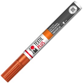 Marabu 01180003787 - Textil Painter plus, kupfer 787, Strichstärke ca. 3 mm, Stoffmalstift für helle und dunkle Stoffe, auf Wasserbasis, weicher Griff, nach Fixierung waschbeständig bis 40°C