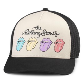 AMERICAN NEEDLE Rolling Stones Sinclair Adjustable Snapback Baseball Hat, Black/Ivory (21001A-RLSTONE-BLIV)