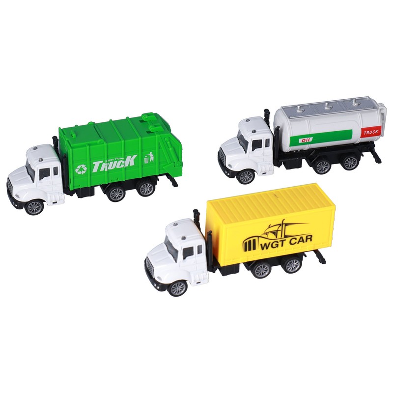 3pcs 1:50 Garbage Truck Models Set Plastic Alloy Sanitation Tanker