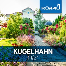 kör4u Brass Ball Valve with Red Steel Handle, 1 1/2 Inch Male Thread