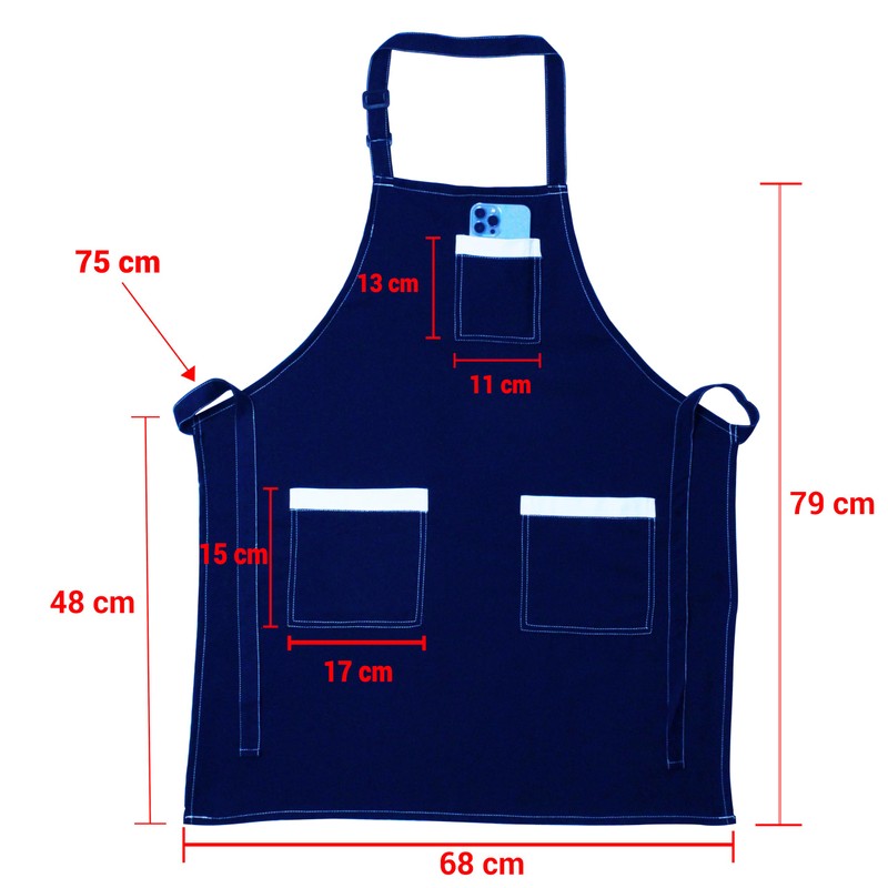 Cotton Aprons For Women Adjustable Bib Three(3) Large pockets- Apron