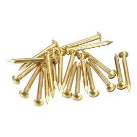 uxcell 35Pcs Small Tiny Nails 2.8x30mm(DxL) Tiny Brass Nails Hardware Round Head Brass Nail for Wooden DIY Projects Decorative Boxes Household, Brass Tone