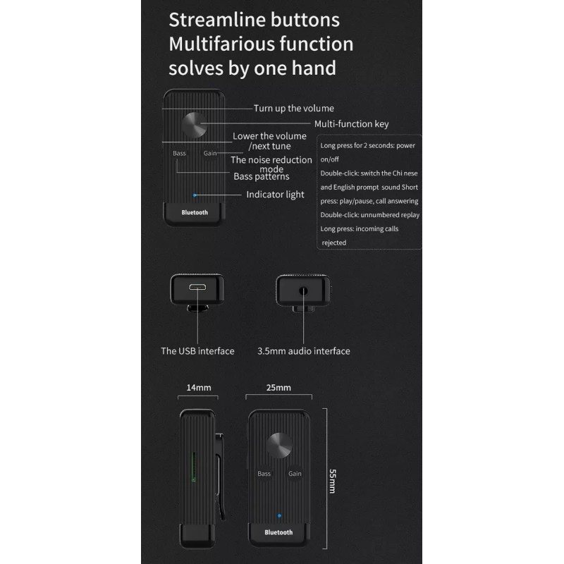 Virtoba Receptor Audio X8 Bluetooth 5.0 Bass Cancelación De Ruido