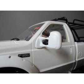 JP Garage White L/R Rubber Side Mirror Tamiya RC 1/10 Ford F350 High Lift Juggernaut Truck