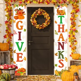 Thanksgiving Door Banner Give Thanks Door Banner Fall Banner Thanksgiving Decorations Harvest Door Banners Fall Porch Sign Give Thanks Photo Booth Props