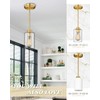 Audickic Brass Pendant Lights Kitchen Island 2 Pack, Farmhouse Gold