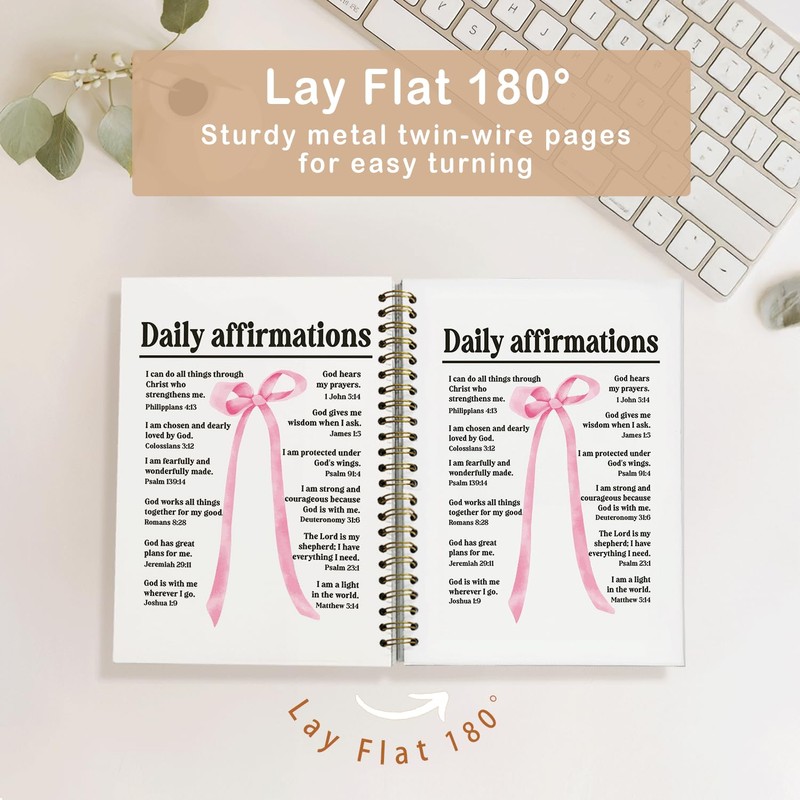 MOFUYU Bible Study Journal Supplies, Pink Bow Bible Notebook for