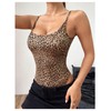 Floerns Women's Leopard Print Sleeveless Tummy Control Cami Bodysuit Top