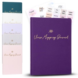 Graceful By Design Linen Bible Verse Mapping Journal - Premium Bible Study Journaling Kit - Christian Gift for Women (Deep Purple)