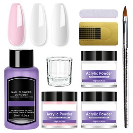 Nail Kit - 3 Color Powder Set for Nail Extension, with Brush Set - Pink, White, Clear - Nail Carving & Long-Lasting Results