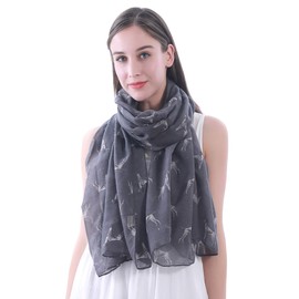 German Shorthaired Pointer Dog Print Women's Scarf Shawl Wrap Lightweight (Dark Grey)