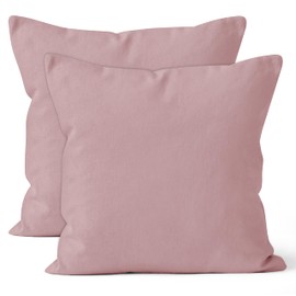 Encasa XO Cotton Cushion Covers, Set of 2, 16 x 16 in (40 x 40 cm), Mauve, No Insert, Simple Cushion Covers, Machine Washable, Indoor Use Only