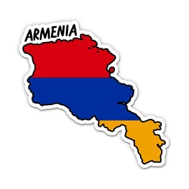 Squiddy Armenia Map with Flag - Vinyl Sticker for Car, Laptop, Notebook - 5"
