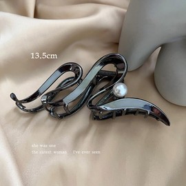 JUSTUSNX Metal Hair Claw Clips, Silver Wave Hair Jaw Clips, Vintage Shark Claw Clips Clamp, Headdresses, Hair Styling Accessories for Women and Girls, Thin Thick Hair (C)