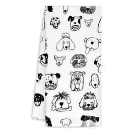 Jvpke Black and White Dog Kitchen Towels 16x24 - Dog Dish Towels for Kitchen, Dog Home Decor, Dog Bathroom Decor, Dog Hand Towels for Bathroom, Dog Mom Gifts, Dog Lover Gifts