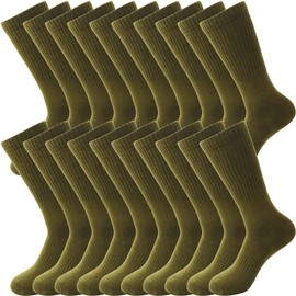 10 Pairs Men Military Socks Warm Army Socks Green Crew Boot Socks Army Military Socks for Soldiers Policemen Firefighter Working Outdoor Sports
