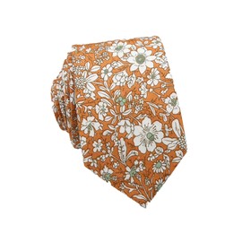 NazyJnn 2.4 inches (6 cm) Necktie, Floral Pattern, Thin, Stylish, Long Thin Print, Necktie, Work, Washable, Casual, Stylish, Father's Day, Wedding Gift, Birthday, Type E, Free size