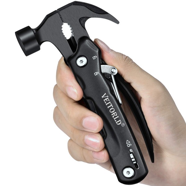 VEITORLD Gifts for Men Dad Husband Christmas, All in One Tools Mini Hammer Multitool, Unique Anniversary Birthday Camping Gifts Ideas for Man Him Boyfriend Grandpa, Cool Stocking Stuffers for Men
