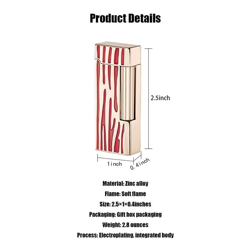 Classic Narrow Butane Lighter Metal Side Slide Lgnition Refillable Soft