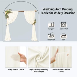 4 Panels Wedding Arch Draping Fabric 28" x 20 Ft Nuptials Arch Drapes Chiffon Fabric Drape Sheer Backdrop Curtain for Wedding Party Ceremony Birthday Swag Arbor Drapery Reception Ceiling Decor(Ivory)