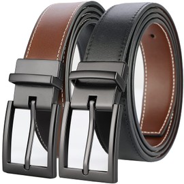 Lavemi Mens Belt Reversible 100% Italian Leather Dress Casual,One Reverse for 2 Colors,Trim to Fit(21863-4 Black/Light Brown 110)
