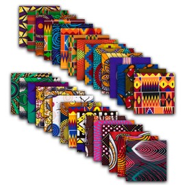 30 Pcs 25 x 25 cm/9.8 x 9.8 inches Cotton African Fabric Square No Repeat Patchwork Fabric Printed Craft Fabric Bundle Patchwork Craft for DIY Sewing Fabric Craft Accessories
