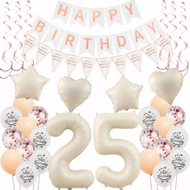 Decoration 25th Birthday Women Beige Rose Gold Balloons 25th Birthday Decoration Woman, 25th Birthday Decoration, Birthday Decoration 25 Years Women, Happy 25th Birthday Garland 25th Birthday Party