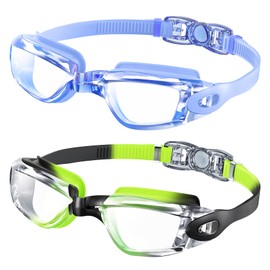 NSSIW Goggles-Kids-Swim Kids Swimming Goggles : Anti Fog Kids Goggles with UV400 and No Leak 2 Pack Age 8-14