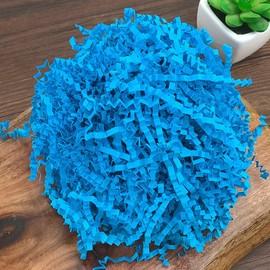 Zhzrche Crinkle Cut Paper Shred Filler Gift Wrap Confetti Raffia Grass Shred Paper for Easter Baskets Filler Creative Eggs Decor (Blue)