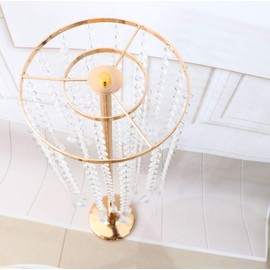 2pcs 29.5"/75cm Wedding Home Decoration Flower Road Leads Gold Acrylic Crystal Wedding Table Centerpiece (Gold, 29.5")