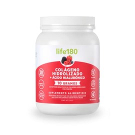 Life180, Colágeno Hidrolizado más Ácido Hialurónico en Polvo, Sabor Moras, 450gr. 30 Porciones                                                        
