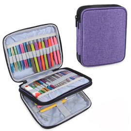 Teamoy Organiser Case for Interchangeable Circular Needles, Ergonomic Crochet Hooks, Aluminum Crochet Hooks, Crochet Accessories and More - NO Accessories Included, Purple