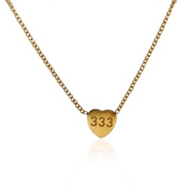 AditiGarden Dainty Gold Angel Number 333 Charm for Women Trendy Simple Cute Heart Shaped Pendant Necklace,17.7’’