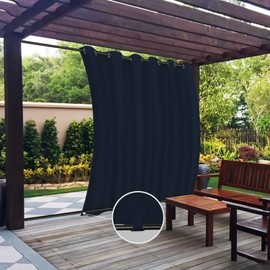 Easy-Going Outdoor Curtains Waterproof Windproof Weatherproof Curtain for Patio, Cabana, Porch, Pergola and Gazebo, Grommet Top and Tab Bottom Drape, 1panel, 110x96 inch, Navy