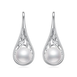Pearl Earrings 925 Sterling Silver Pearl Dangle Dangling Drop Earrings Beach Jewelry Gifts for Women