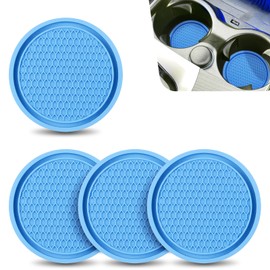Dogary 4 PCS Automobile Cup Holder Coaster, 2.75 Inch Cup Holders Embedded in Ornaments Coaster Accessories, PVC Soft Glue Non Slip Shockproof, Suitable for Most Cars, SUVs, Trucks (Blue)