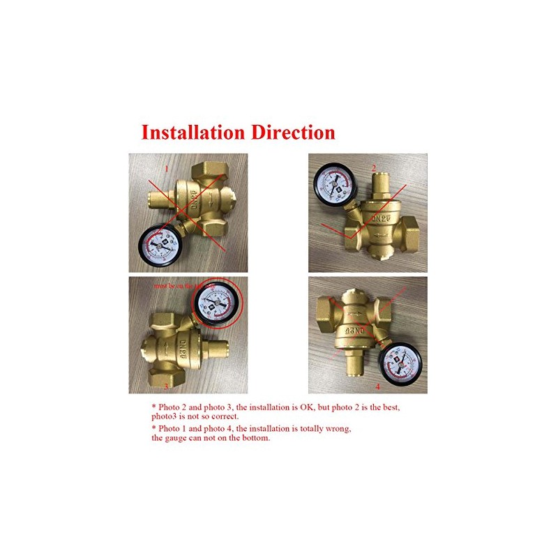 Adjustable Water Pressure Regulator Valve Water Pressure Reducer with Gauge